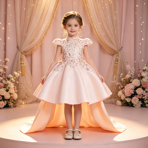 Vestido de Comunión <span class=keywords><strong>para</strong></span> Niña de 8 Años con Apliques de Encaje Satinado, <span class=keywords><strong>Ropa</strong></span> al por Mayor, Vestido de Princesa con Flores 3D - Product Image 1