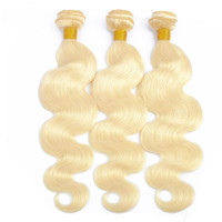 Cheveux humains brésiliens ondulés 613, blond russe, trame unique pour fermeture, qualité Remy, tissage vierge brut
