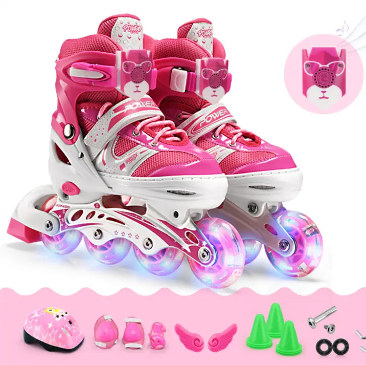 Hochwertige Kinder-Skates chuhe Blinkende Skates chuhe Set Verstellbare Inline-Rollschuhs chuhe