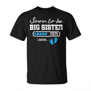 T-shirt per ragazze con stampa 'Soon To Be Big Sister 2025 Loading' - Product Image 2
