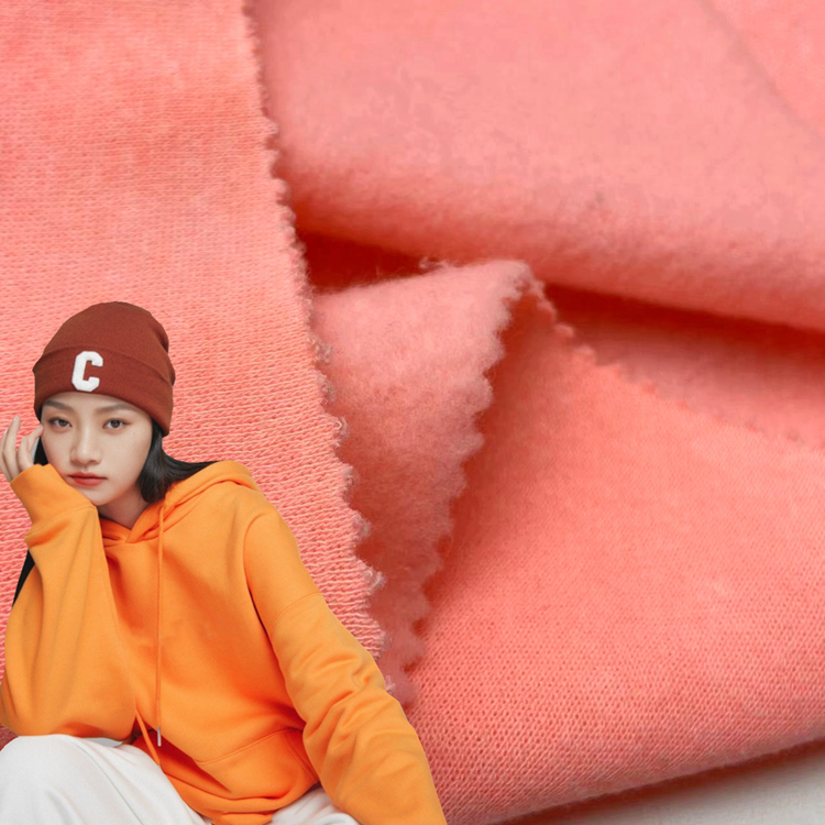 Приятная для кожи однотонная хлопчатобумажная полиэфирная трикотажная ткань из французского махрового флиса для толстовки и брюк