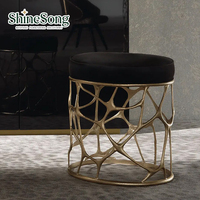 Pouf carré moderne de luxe en acier inoxydable, tabouret de chevet, banc ottoman, pouf décoratif pour salon