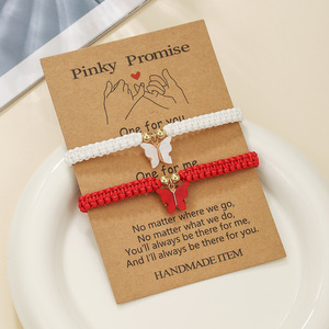 Pinky Promise Butterfly Pendant Handmade Woven <b>Bracelet</b> For Women Gift Jewelry Unisex Fashion String <b>Bracelet</b> - Product Image 2