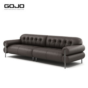 ספת עור מודרנית משוטת עם מסגרת עץ לחדר קבלה - Product Image 5