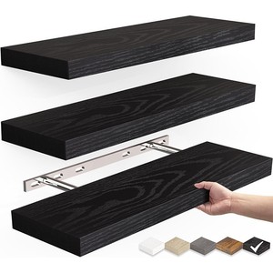 Étagères Murales Flottantes en Bois Rustique pour Salle de Bain, Chambre, <span class=keywords><strong>Cuisine</strong></span>, Salon - Product Image 1