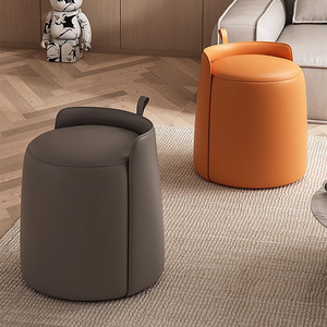 Sgabello Poggiapiedi di Lusso Semplice, <span class=keywords><strong>Pouf</strong></span> Rotondo in Pelle, <span class=keywords><strong>Sedia</strong></span> Ottomana per Arredamento Soggiorno - Product Image 3