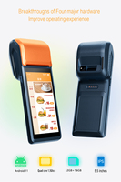 Terminal portable Android 11 de système de point de vente SMART de 5.5 pouces avec imprimante de reçu thermique de 58mm Machine de point de vente mobile