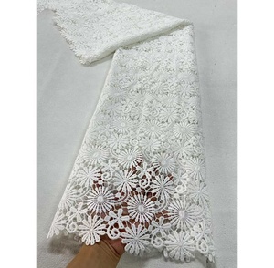 Tela de encaje de guipur de seda de leche africana de color rosa, tela de encaje de malla nigeriana de alta calidad para <span class=keywords><strong>vestido</strong></span> de fiesta de boda - Product Image 5