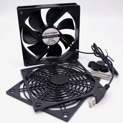 Router Fan DIY PC Cooler TV Box không dây làm mát im lặng yên tĩnh DC 5V USB Power 120 mét Fan 120x25 mét 12cm wscrews bảo vệ Net