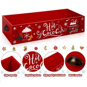 Boîte de rangement en bois de Noël rectangulaire, organisateur de collations et de chocolat chaud, décoration de bureau, capacité personnalisable - Product Image 4