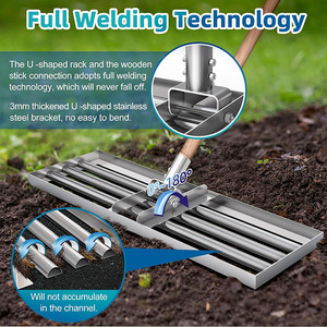 JH-Mech 30 "x 10" <span class=keywords><strong>Râteau</strong></span> de nivellement de pelouse 6.5FT Long manche <span class=keywords><strong>en</strong></span> <span class=keywords><strong>bois</strong></span> massif Heavy Duty Dirt Landscape Yard Lawn Level Rake - Product Image 5