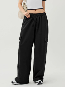 <span class=keywords><strong>Pantaloni</strong></span> Baggy Elasticizzati in Quattro Direzioni per Ragazze, Classici <span class=keywords><strong>Neri</strong></span> con Design a Coulisse e Gamba Larga - Product Image 6