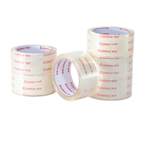 Cinta de embalaje Comix transparente, 6 rollos, adhesivo BOPP sensible a la presión, sin residuos, para embalaje - Product Image 1