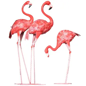 Baru Datang Besi Flamingo Patung Rumput Ornamen Flamingo Patung Pernikahan Taman Dekorasi Luar Ruangan