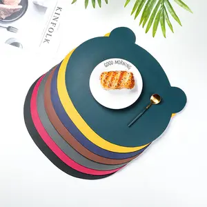 2020 NEW Arrival hot sell PVC leather placemat Food grade Bear shaped children's Table mat