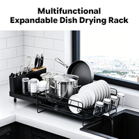 Égouttoir à vaisselle extensible et réglable à une seule couche, gain de place, pour cuisine, à poser sur l'évier, vente directe usine