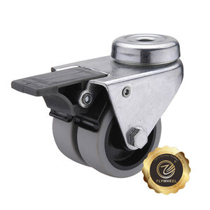 Perno agujero doble freno giratorio <span class=keywords><strong>2</strong></span> pulgadas 3 pulgadas doble rueda refrigerador TPE rueda <span class=keywords><strong>pequeña</strong></span> gris TPR rueda <span class=keywords><strong>nevera</strong></span> rueda doble rueda - Product Image 1