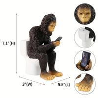 Ensemble de toilettes en résine amusant avec un design de téléphone portable - Décoration de mode peinte à la main pour le jardin et la cour