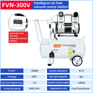Pompe à vide sans huile 300L/min -91KPa 220V 1500W, ensemble de pompe à air industrielle, compresseur d'air avec tête de pompe et réservoir d'air de 40L - Product Image 3