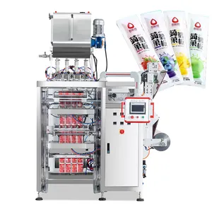 Máquina automática de envasado de llenado de barra de gelatina de varios carriles Máquina de envasado de gelatina de bolsita líquida de sellado vertical de 4 lados