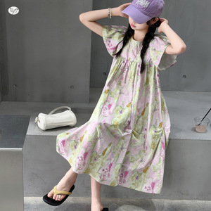 <span class=keywords><strong>Robe</strong></span> midi sans manches à ourlet froncé, tenue <span class=keywords><strong>d</strong></span>'<span class=keywords><strong>été</strong></span> pour adolescentes, enfants et filles - Product Image 2