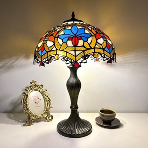 LongHuiJing 16 Inch Adjustable Mediterranean Stained Glass Dome LED Table Lamp Flexible Design Eco-Friendly AC E26 for Living - Product Image 2