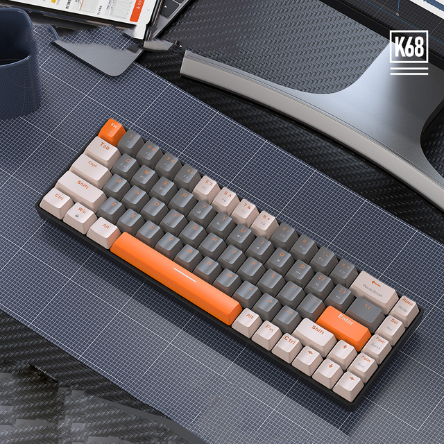 Custom Arabic English  Bluetooth Wireless Gaming Keyboard Orange 70 Percent Mechanical Keyboard Gaming Keyboards