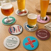 Sous-verres ronds en feutre vintage à motifs graphiques pour café, thé, verres, table à manger, café, restaurant, décoration