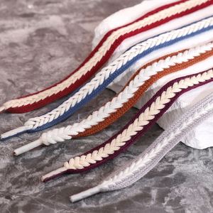 Lacets tressés en forme d'épi de blé, larges et plats, pour chaussures décontractées et baskets, noir, beige, blanc, YH XD-070, 1,5 cm, imprimés - Product Image 1