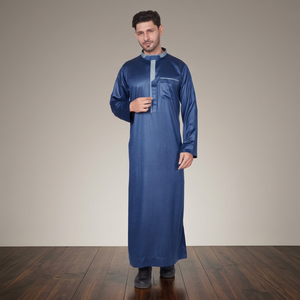 Túnica Azul para Hombre, Thobe, Thawb, Dafa, Dishdasha, Manga Larga, Túnica Islámica Transpirable, Ropa Tradicional Musulmana - Product Image 2