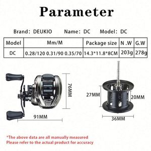 Moulinet de pêche baitcasting haute qualité DC2000 7.0:1 en fibre de carbone et nylon pour eau salée, main gauche, pour rivière, lac et ruisseau, 3+1 roulements - Product Image 6