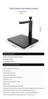 Caméra de documents USB A3 haute vitesse avec double caméra pour numérisation, reconnaissance faciale, utilisation fiable au bureau et en éducation, en stock
