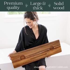 Creative Wooden Bathtub <b>Tray</b> Rectangle Storage Rack Solid Wood <b>Bath</b> Phone Tablet Holder Retro Color 1st Floor - Product Image 5