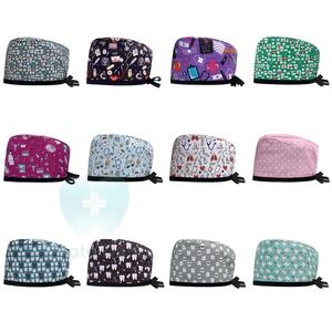 Casquette chirurgicale ajustable à nouer, bonnets d'infirmière en coton imprimé pour cliniques dentaires, salons <span class=keywords><strong>de</strong></span> <span class=keywords><strong>beauté</strong></span> et hôpitaux - Product Image 5