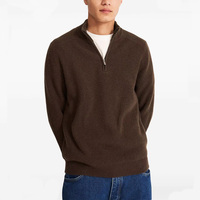 Pull en cachemire mélangé à la laine, personnalisé, couleur unie, demi-zip, tricoté, manches longues, pour homme
