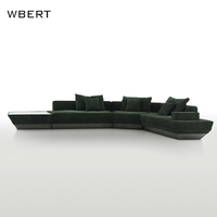 WBERT Canapé de salon italien moderne de luxe en cuir vert émeraude-Accoudoirs en marbre, ensemble de canapés modulables-Muebles Para Hogar