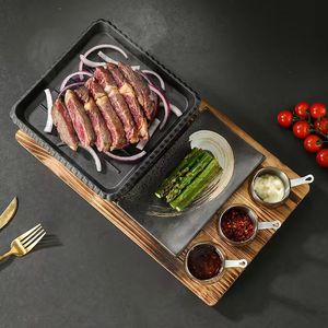 Ensemble de <span class=keywords><strong>barbecue</strong></span> coréen en <span class=keywords><strong>fonte</strong></span>, plaque de cuisson carrée avec réchaud à alcool, pour usage en restaurant - Product Image 3