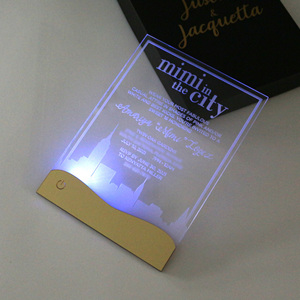 La carte d'invitation de <span class=keywords><strong>mariage</strong></span> électronique spéciale en acrylique transparent LED invite différentes lumières offertes - Product Image 4