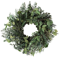 Guirlande de fleurs séchées faites à la main de 40 cm, feuilles de plantes éternelles, eucalyptus préservé, couronne de Noël pour la décoration intérieure