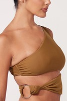 Fabricant de bikinis sur mesure Repreve – Maillot de bain 2 pièces asymétrique à une épaule, découpé, avec anneau en O et nœud, coupe haute