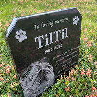 Pierre tombale en granit noir pour animaux de compagnie, personnalisable au laser, avec gravure photo, pour chiens et chats