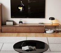 Meuble TV et table basse télescopiques en bois massif, style minimaliste moderne, pour petit appartement, salon DSG029