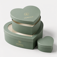 Boîte d'emballage de luxe en carton en forme de cœur, écologique, de qualité supérieure, avec fenêtre transparente, finition mate gaufrée, logo personnalisé