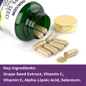 Complexe Antioxydant Avancé OEM avec Extrait de Pépins de Raisin, Vitamines C et <span class=keywords><strong>E</strong></span>, Acide Alpha-Lipoïque et Sélénium pour un Vieillissement Sain - Product Image 3