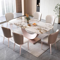XTCZ-006 Ensemble table et chaises de salle à manger en métal moderne, design personnalisable pour hôtel, villa, utilisation de luxe, rectangulaire