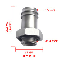 Adaptateur de tuyau en acier inoxydable 1/2 " Barb G1/4 BSPP, joint torique anti-fuite pour circuit d'huile de refroidissement automobile