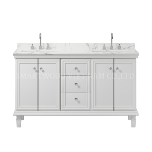 Meuble-lavabo en bois imperméable de luxe de style classique pour salle de bain - Product Image 6