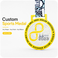 Médailles personnalisées en couleur avec graphiques imprimés UV, finition métallique lisse, forme de logo personnalisée et ruban d'événement personnalisé