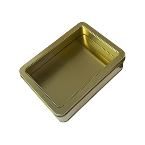 Bán buôn Tùy chỉnh hình chữ nhật vàng tins với PVC rõ ràng cửa sổ có nắp đậy kim loại rỗng hộp thiếc cho Cookies Biscuit kẹo bao bì - Product Image 2