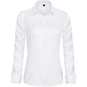 Women Long Sleeve Button Down Blouse Solid Woven <b>Shirt</b> Turn-Down Collar Regular Fit <b>Office</b> Wear Custom Logo - Product Image 1